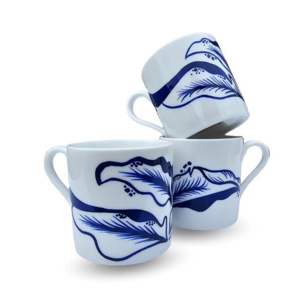 Hand-painted espresso cup in Dutch Blue Delf style, featuring minimalistic and elegant design