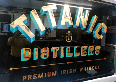 Whiskey Glass Mirror for Titanic Distillers, Belfast N. Ireland